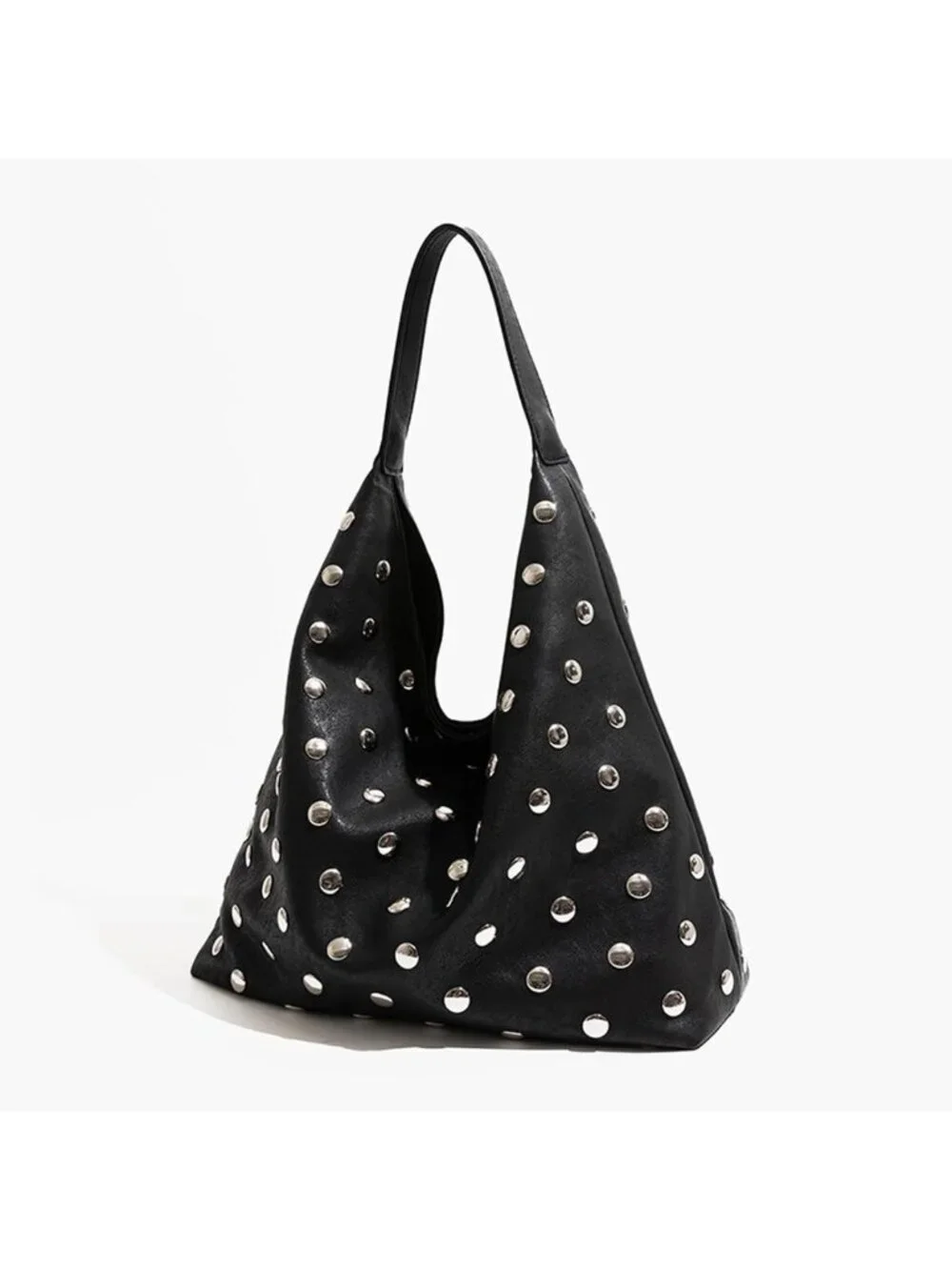 Edgy Vegan Leather Studded Tote Bag | Oversized Slouchy Hobo, Large Capacity